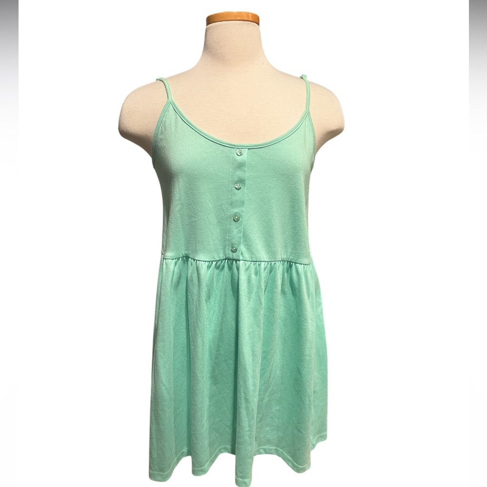 ASOS mint green mini dress button-front bodice and spaghetti straps. size 8 NWT